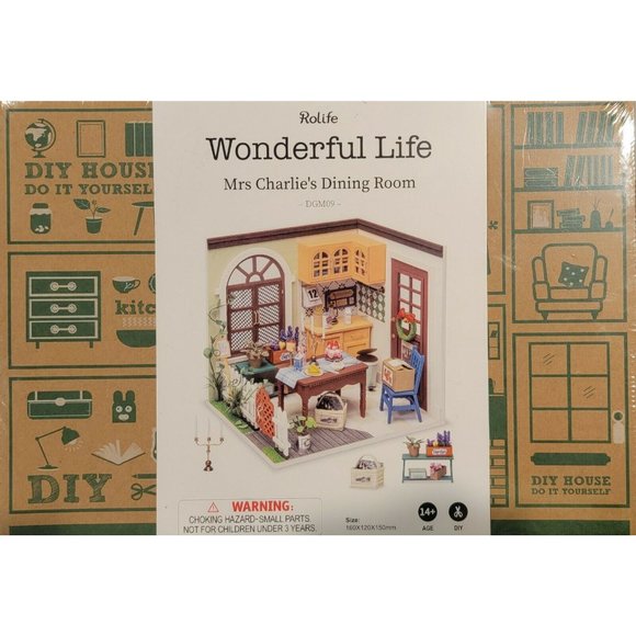 Robotime Hands Craft Mrs Charlie’s Dining Room DIY Dollhouse Diorama Kit 1/24 - Picture 2 of 4